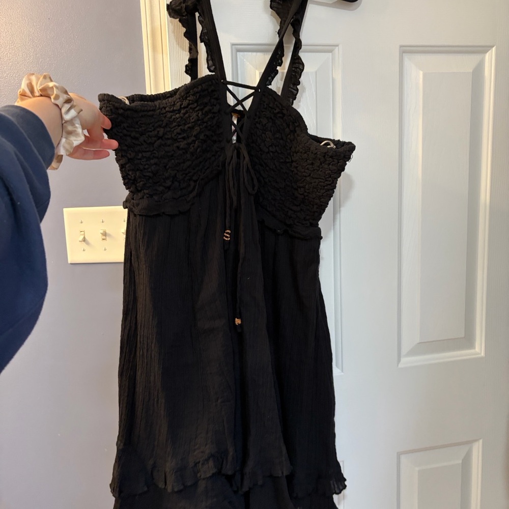 Free People Black Ruffled Hem Dress